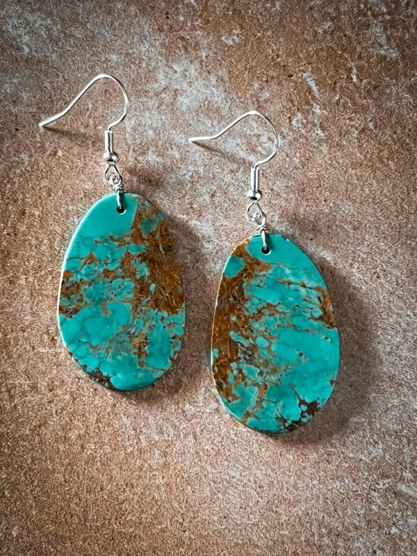 Navajo classic " Turquoise Slab Earrings"