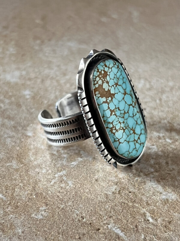 Natural Number 8 Turquoise Statement Ring - Image 2